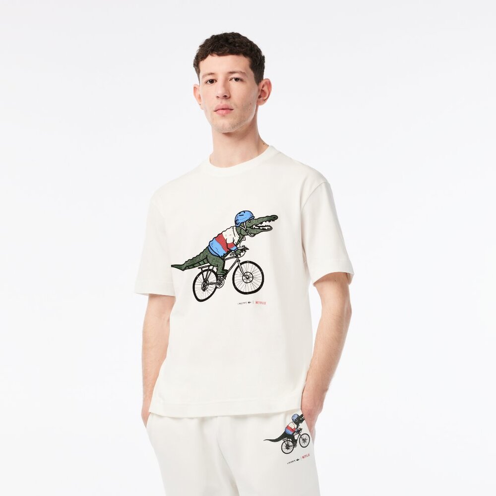 Lacoste x Netflix Men's Organic Cotton T-shirt, Size 6/ XL - Picture 3 of 16
